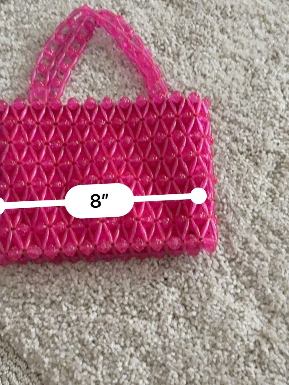 VINTAGE 1970s/ 1980s Hot Pink Mini Beaded Tote Bag